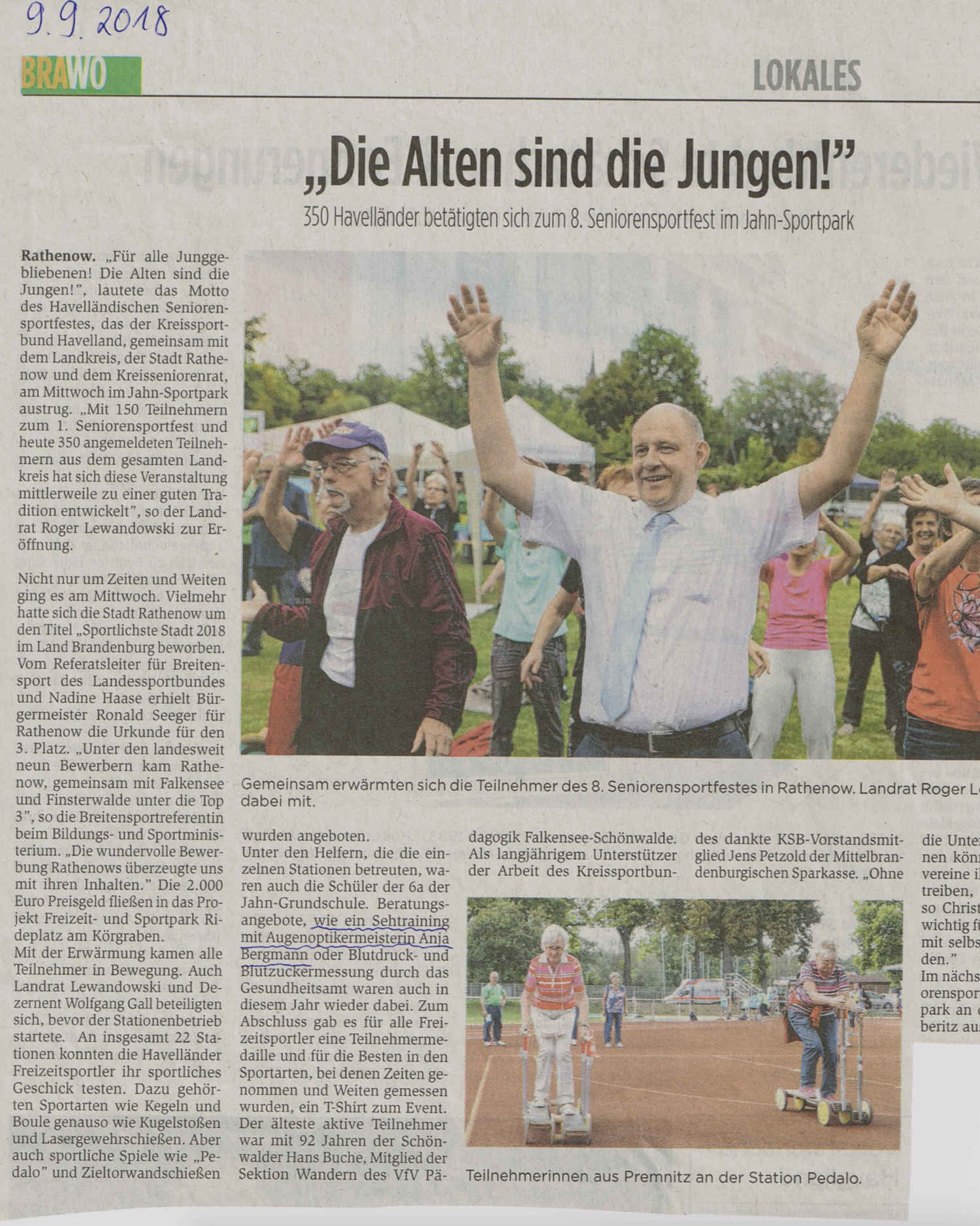 Seniorensportfest auf dem Schwedendamm